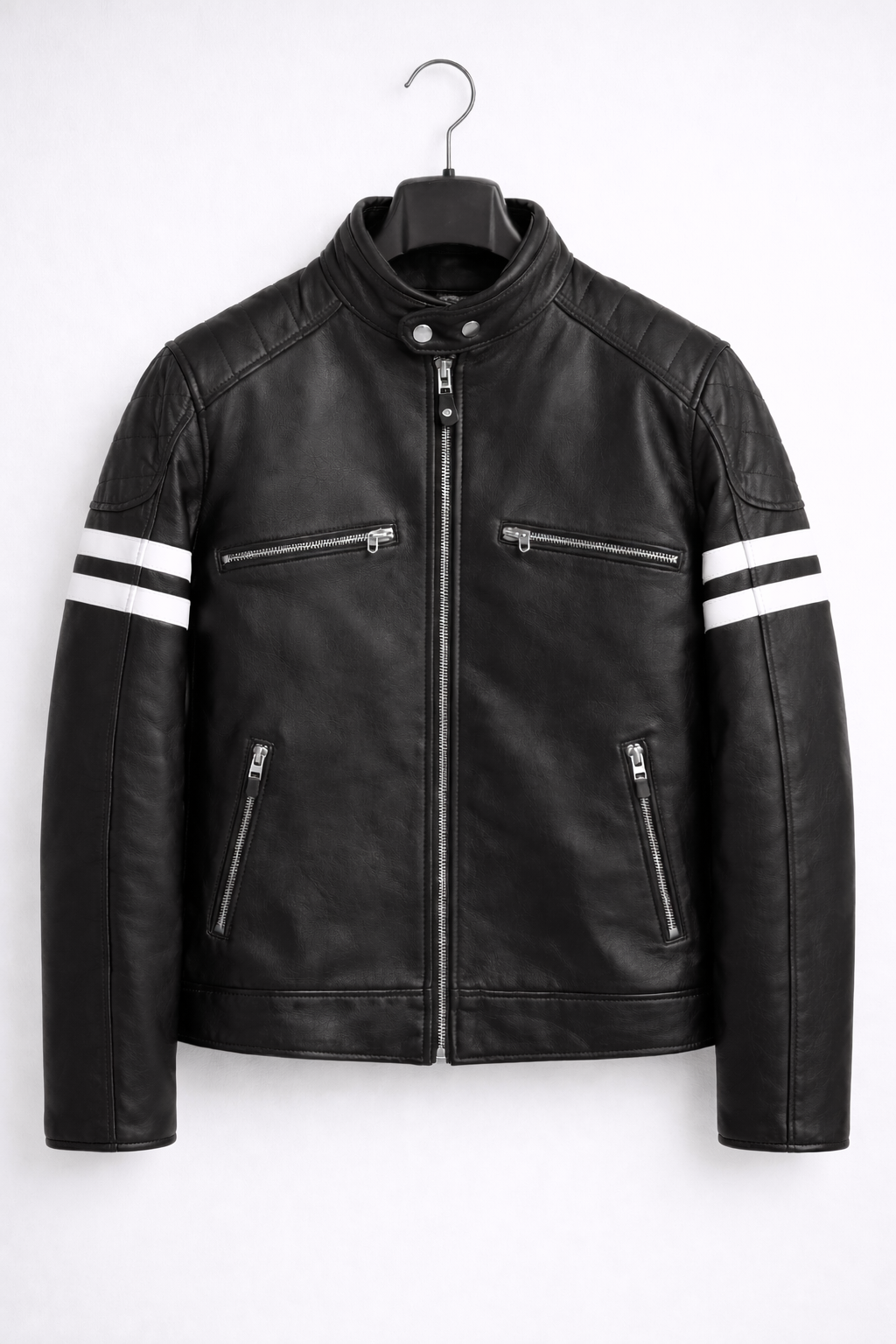 Velocity Twin Stripe Leather Jacket