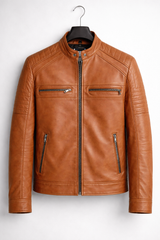 Ridge Tan Moto Leather Jacket