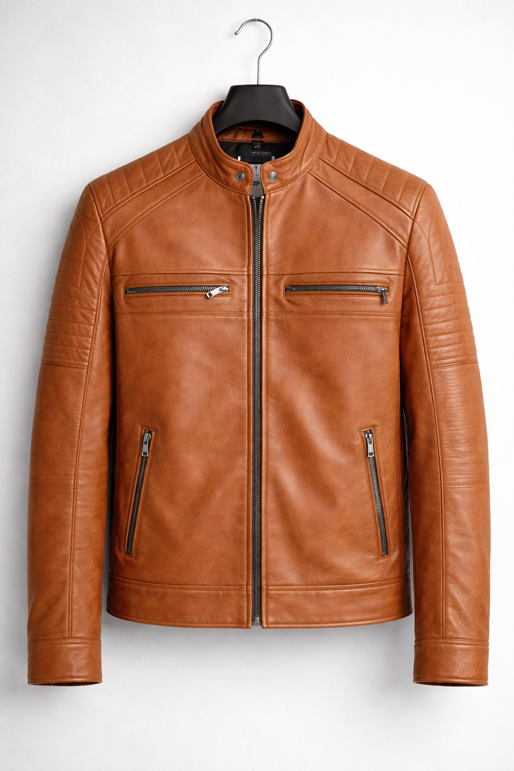 Ridge Tan Moto Leather Jacket