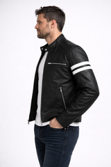 Velocity Twin Stripe Leather Jacket