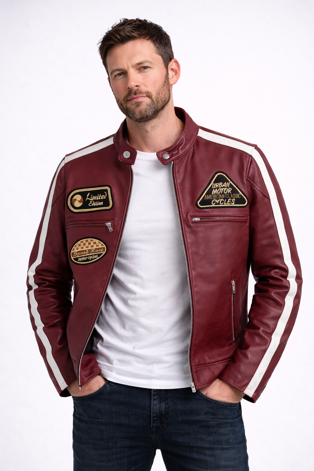 Crimson Moto Racer Jacket