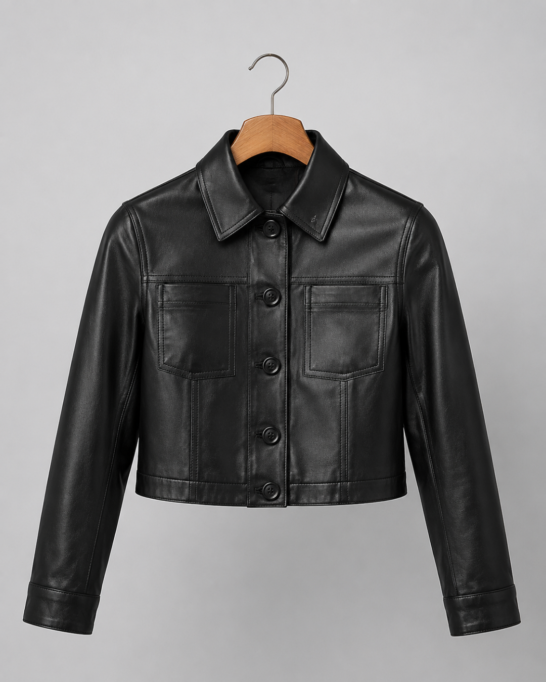 Harper Cropped Leather Jacket