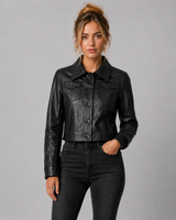 Harper Cropped Leather Jacket