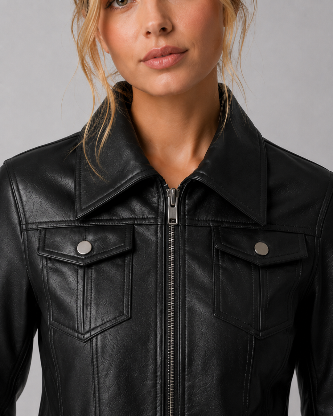 Harper Cropped Leather Jacket