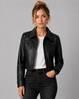 Harper Cropped Leather Jacket