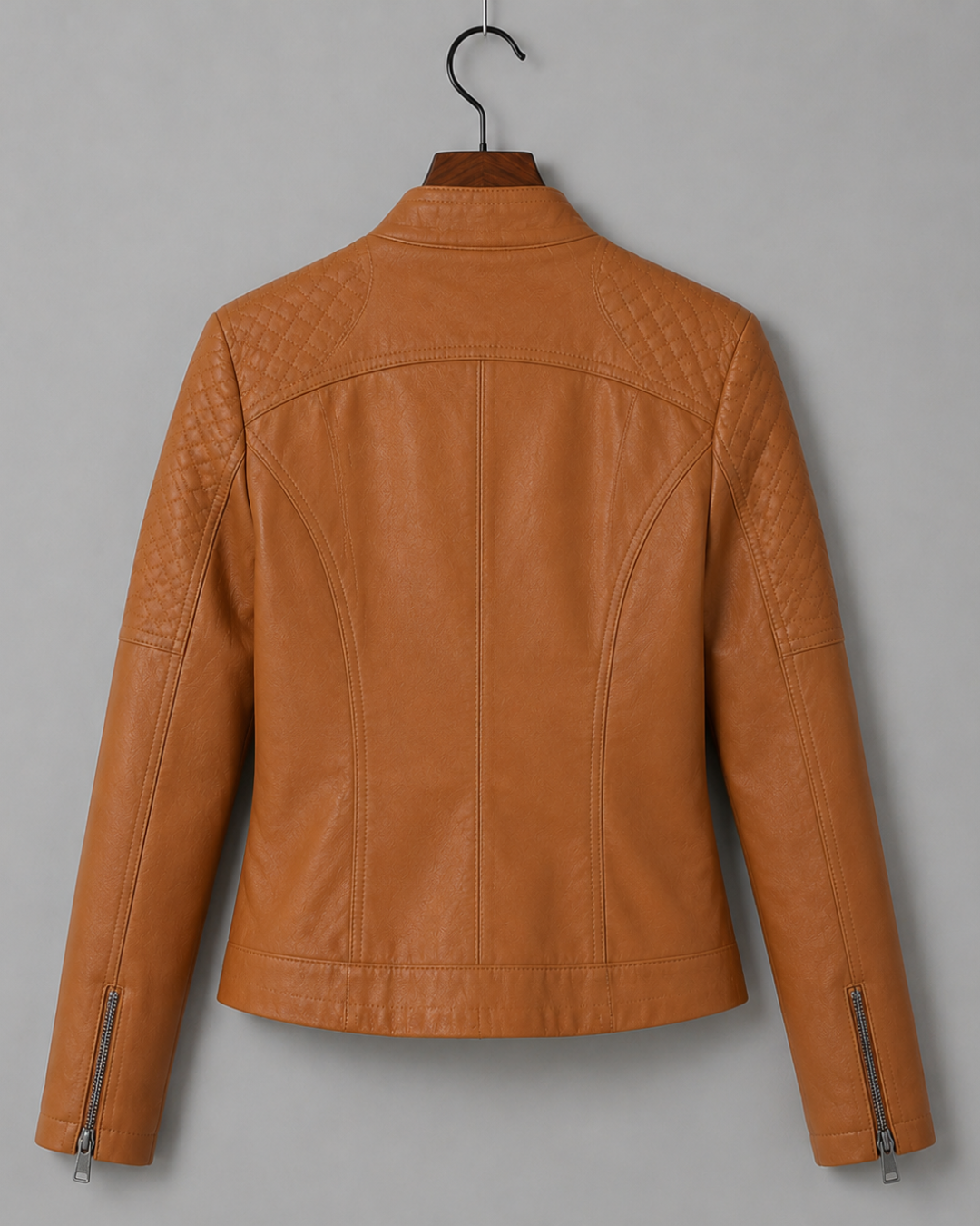 Lace Shoulder Moto Leather Jacket