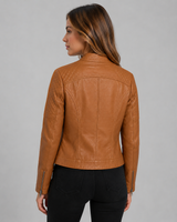 Lace Shoulder Moto Leather Jacket