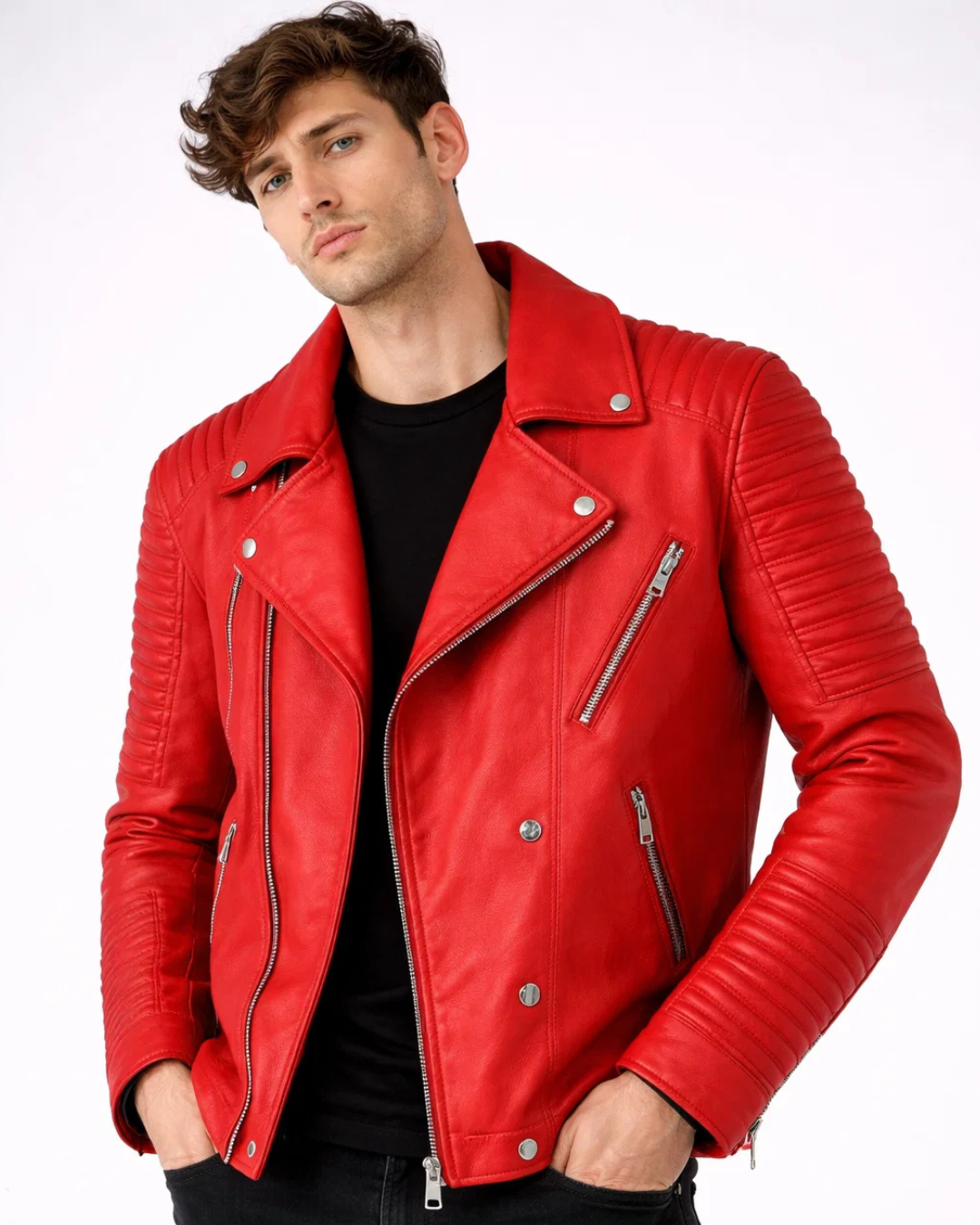 Crimson Edge Biker Jacket