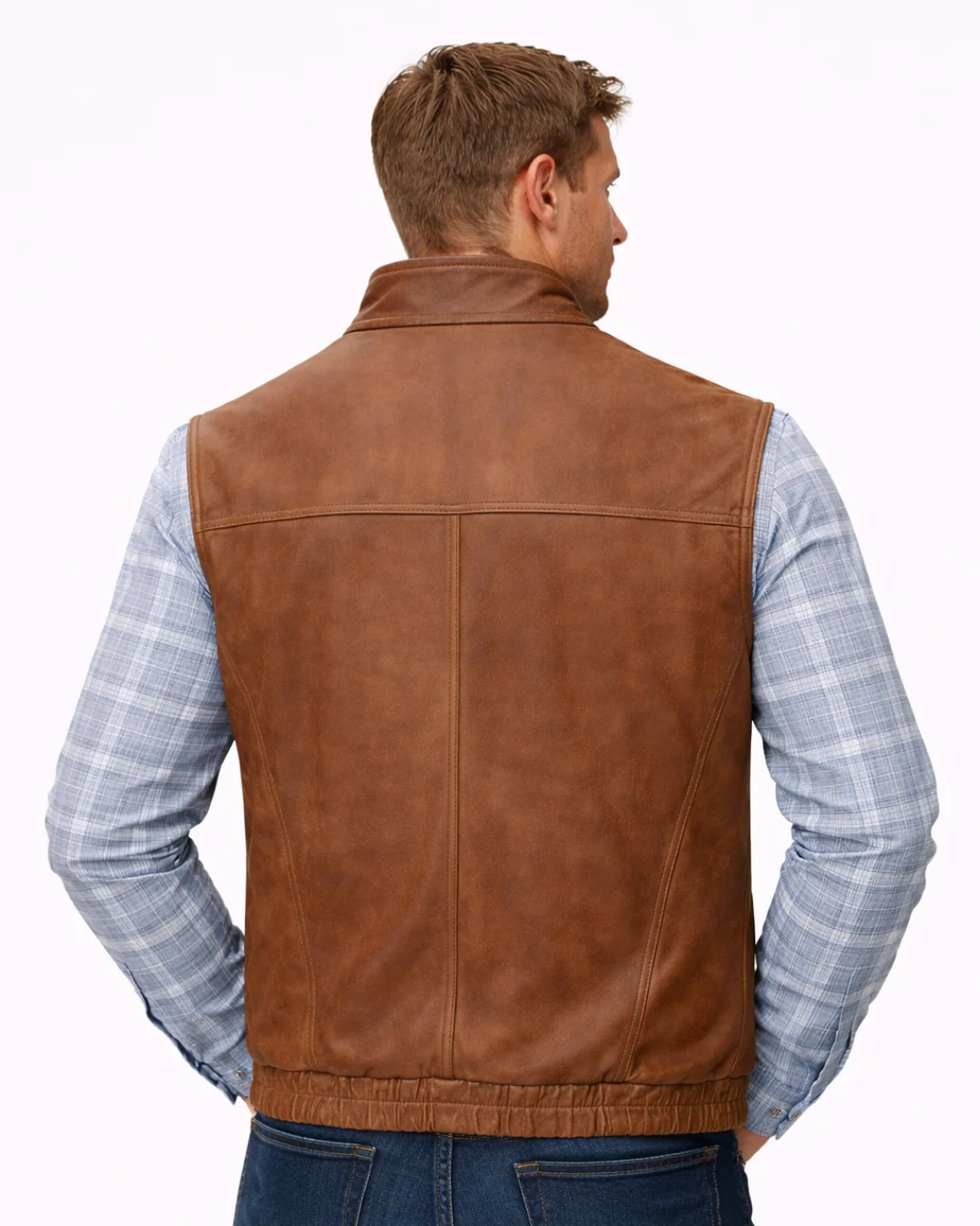 Tan Brown Leather Vest