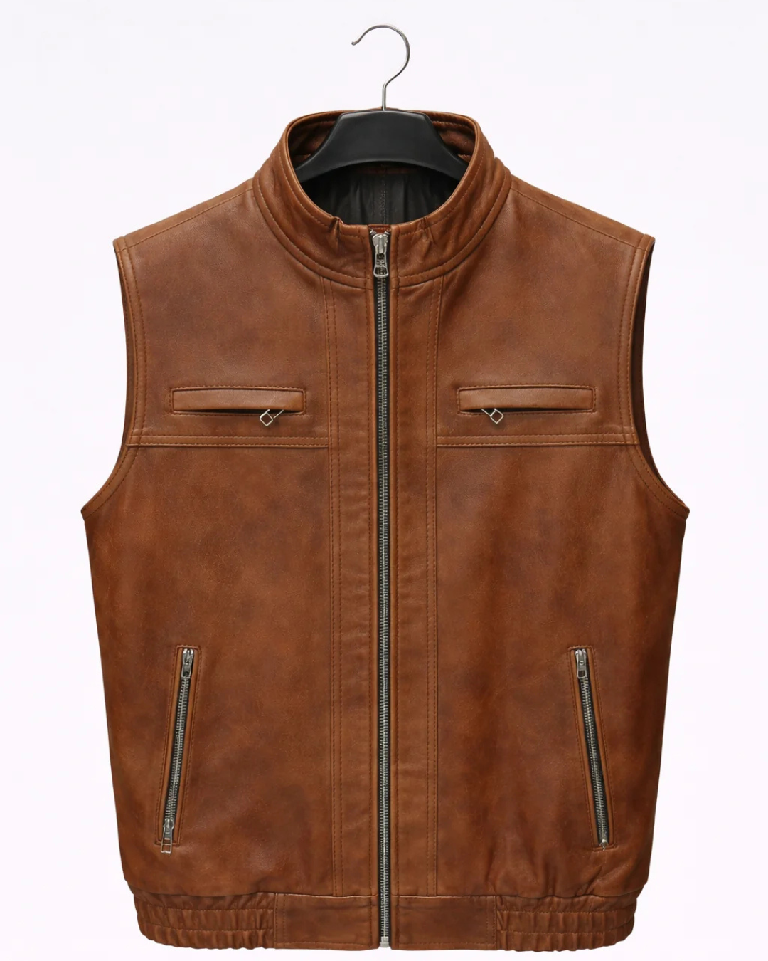 Tan Brown Leather Vest