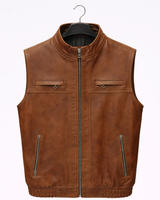 Tan Brown Leather Vest
