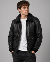 Black Bomber Jacket – Shearling Collar Edition