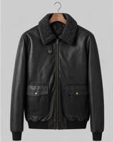 Black Bomber Jacket – Shearling Collar Edition